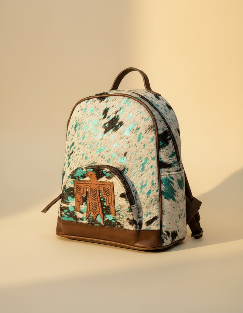 Turquoise Metallic Hair-On Leather Backpack – Thunderbird Pocket