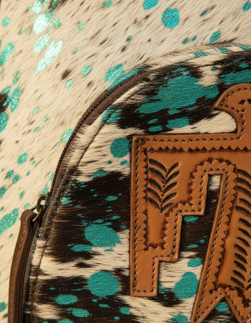 Turquoise Metallic Hair-On Leather Backpack – Thunderbird Pocket