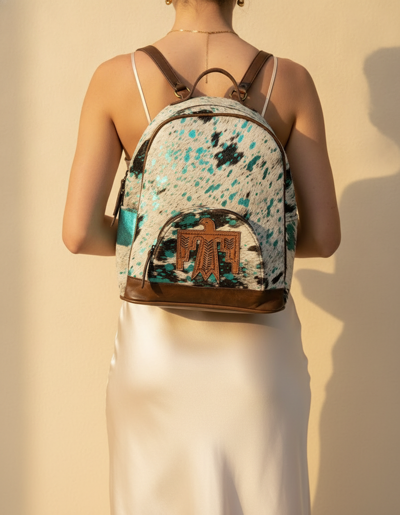 Turquoise Metallic Hair-On Leather Backpack – Thunderbird Pocket