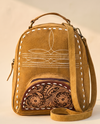 Tan Suede Leather Backpack – Bootstitch and Hand-Tooled Pocket