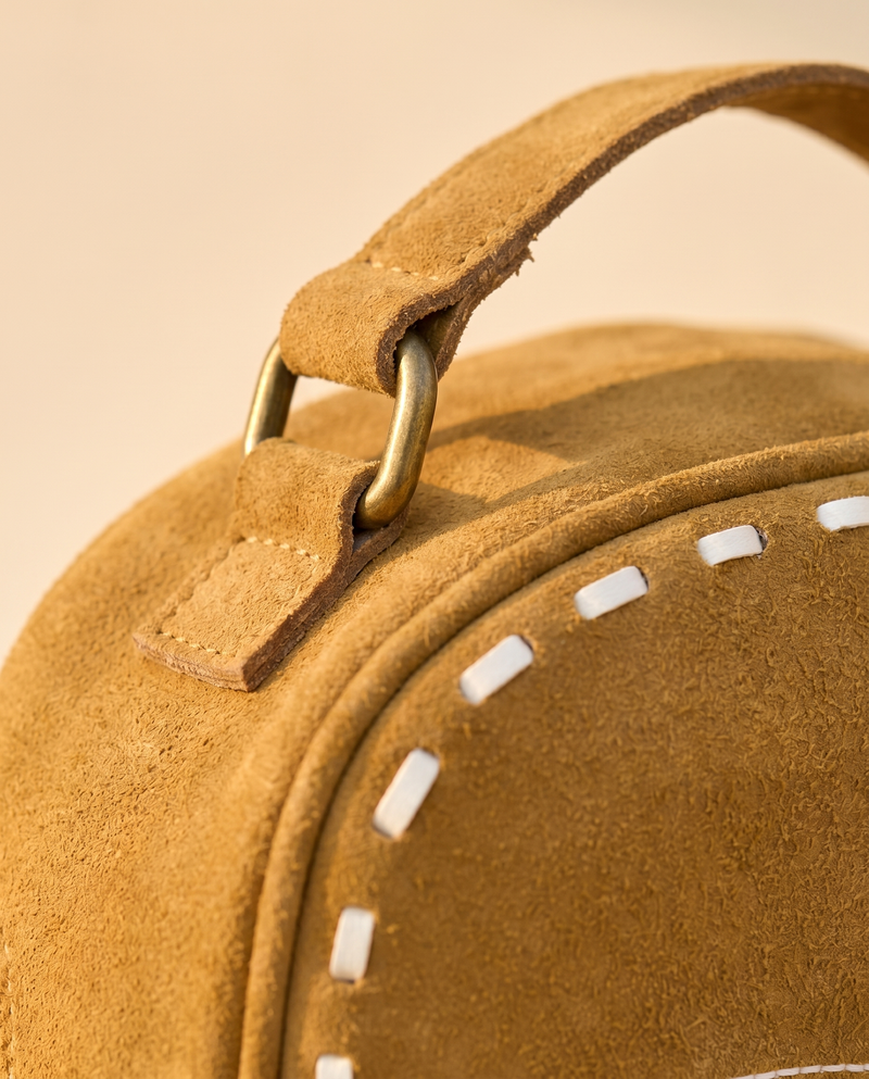 Tan Suede Leather Backpack – Bootstitch and Hand-Tooled Pocket