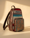 Red and Turquoise Serape Leather Backpack – Tooled Floral Pocket
