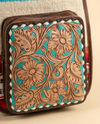Red and Turquoise Serape Leather Backpack – Tooled Floral Pocket