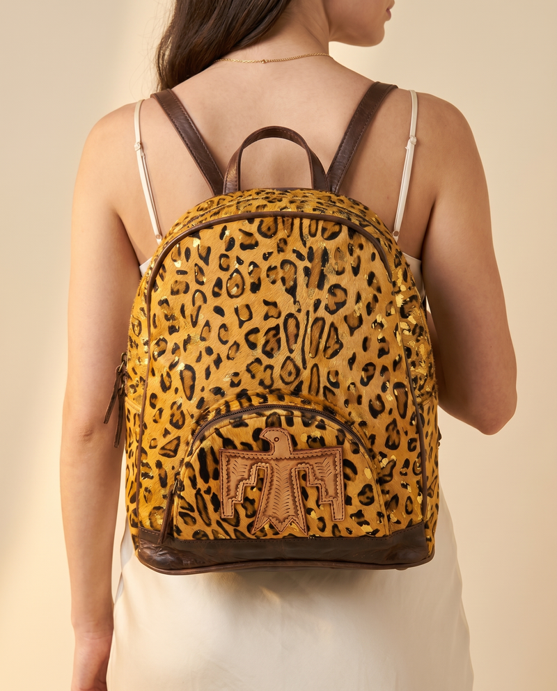 Gold Metallic Leopard Hair-On Leather Backpack – Thunderbird