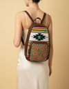 Brown Leather Backpack – Southwestern Weave & Turquoise Tooled Pocket
