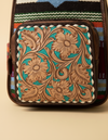 Blue Star Weave Leather Backpack – Turquoise Tooled Floral Pocket