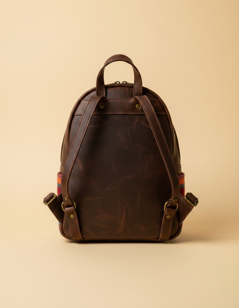 Blue Star Weave Leather Backpack – Turquoise Tooled Floral Pocket