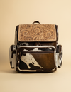 Tricolor Hair-On Leather Backpack – Tooled Floral Top Panel