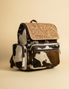Tricolor Hair-On Leather Backpack – Tooled Floral Top Panel