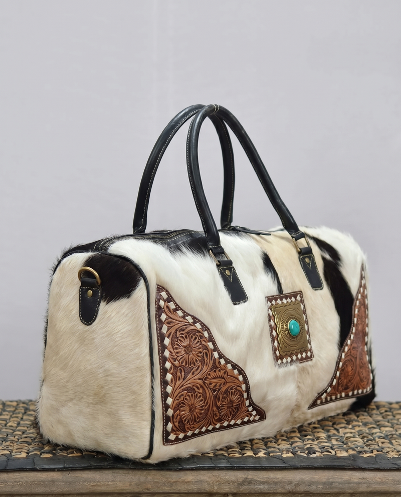 Black and White Hair-On Weekender Duffle – Buckstitch Corners