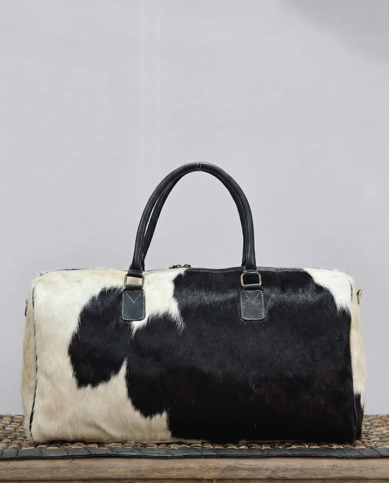 Black and White Hair-On Weekender Duffle – Buckstitch Corners