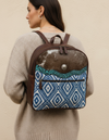 Brown Hair-On Leather Backpack – Blue Aztec Weave and Concho