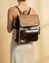 Tricolor Hair-On Leather Backpack – Tooled Floral Top Panel