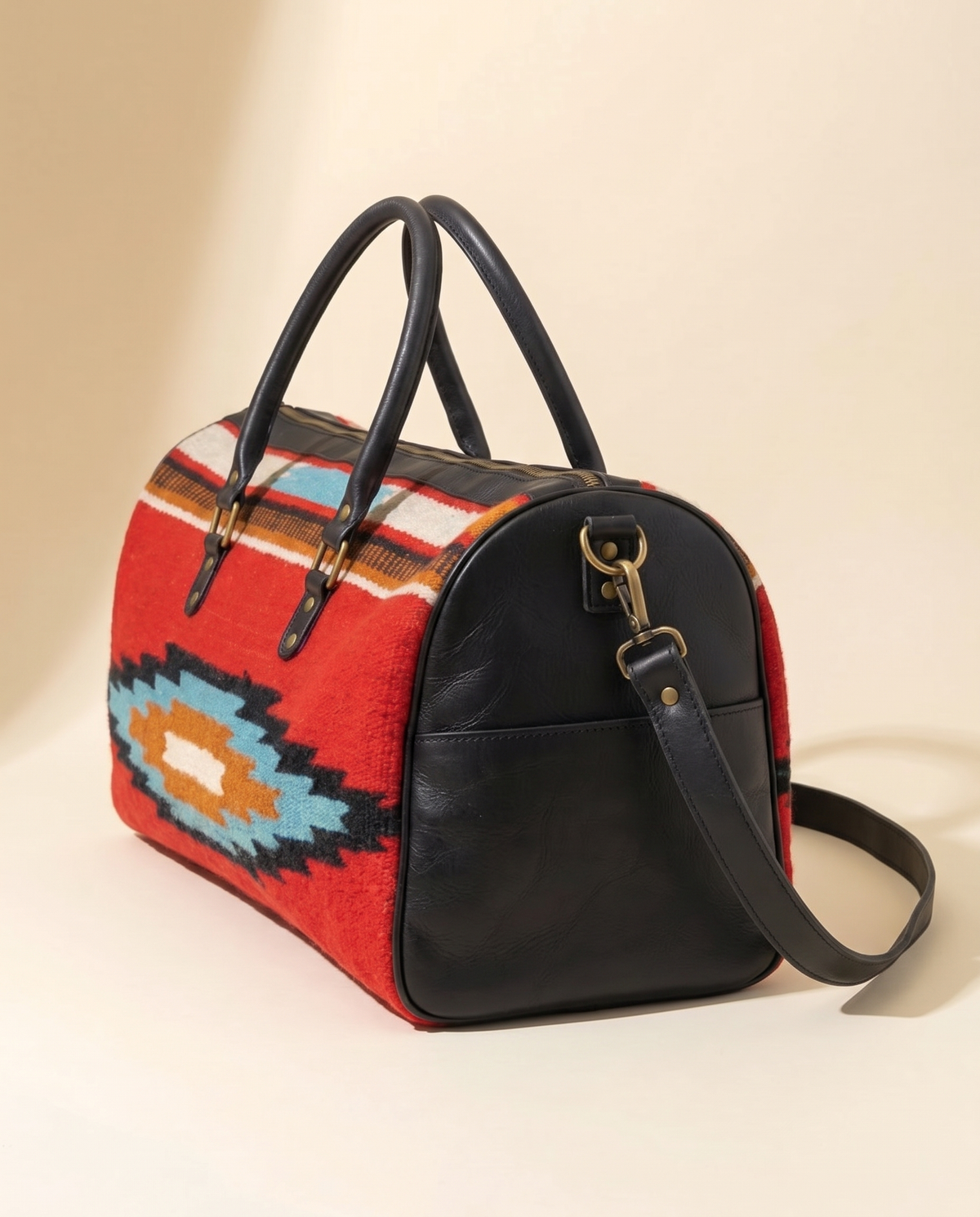 Vintage Carpet & Leather Duffle
