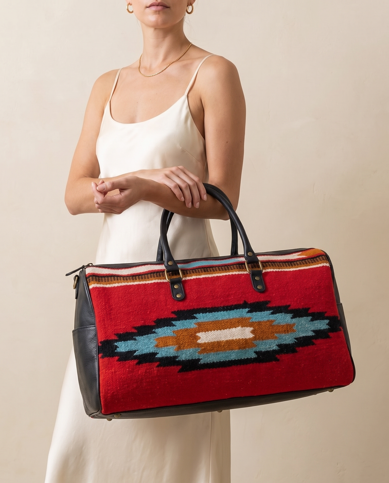 Vintage Carpet & Leather Duffle