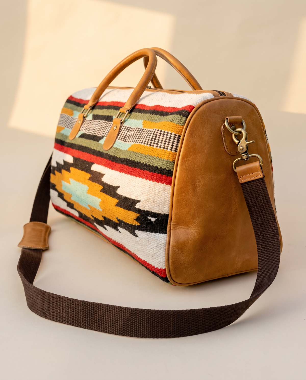 Vintage Carpet & Leather Duffle