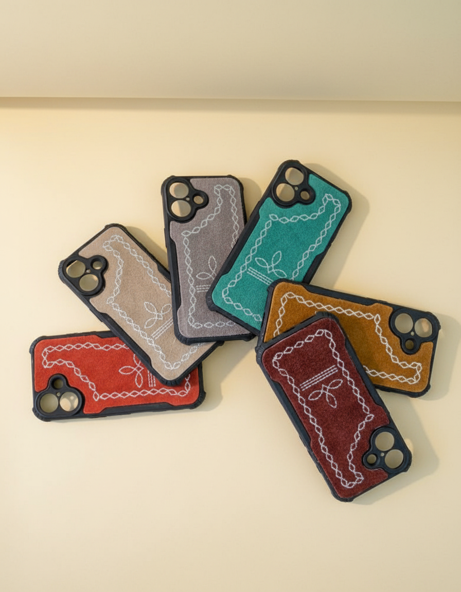 Set of tooled leather phone cases