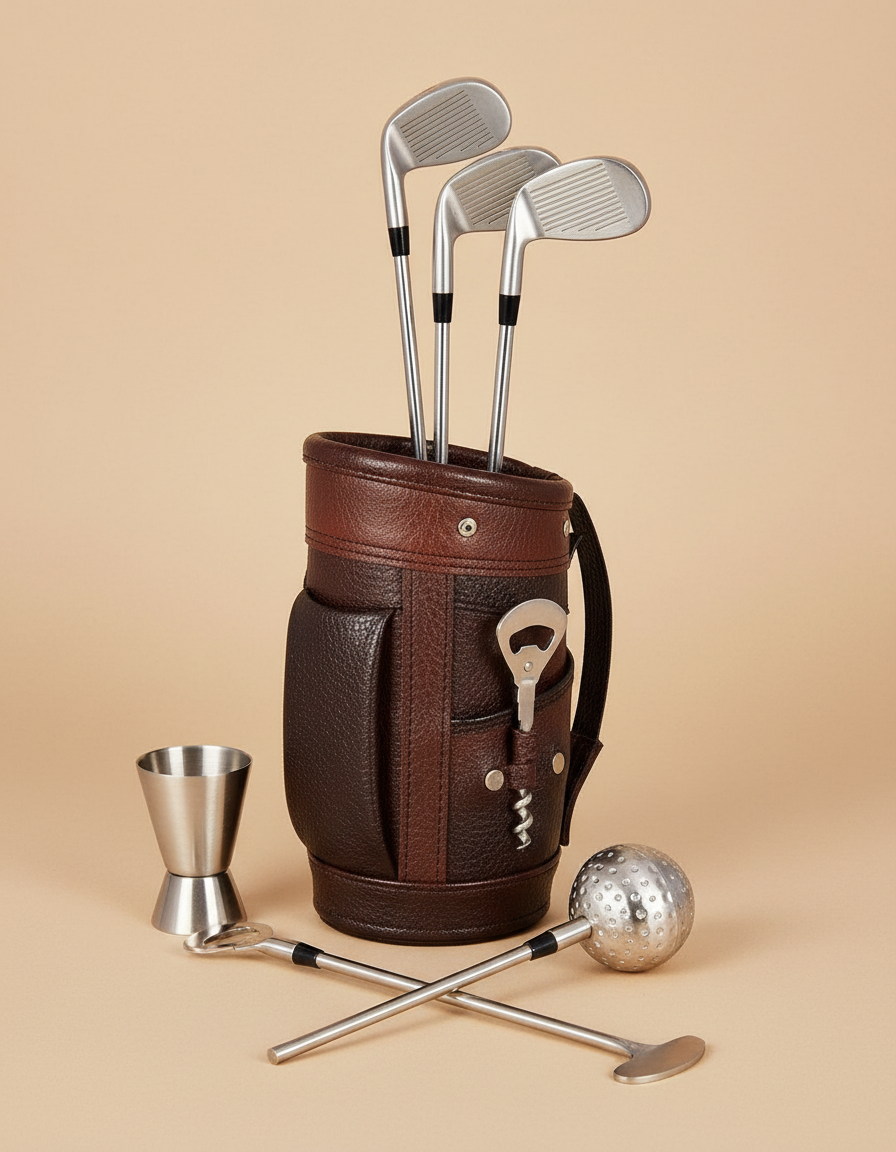 Personalised Leather Golf Bar Tool Set