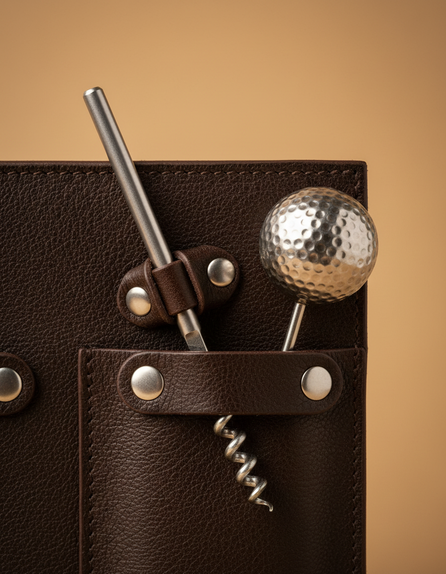 Personalised Leather Golf Bar Tool Set