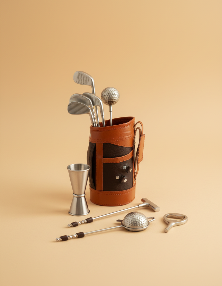 Personalised Leather Golf Bar Tool Set