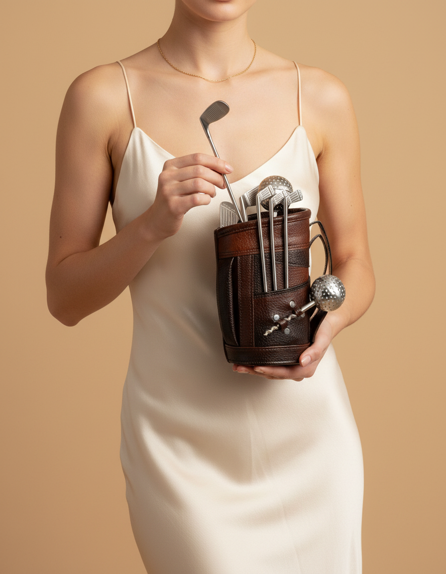 Personalised Leather Golf Bar Tool Set