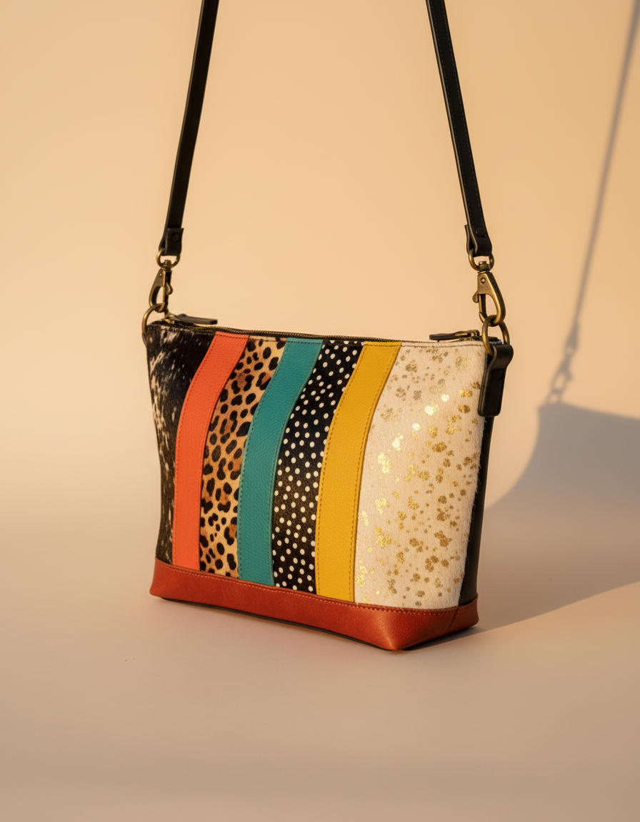 Animal Print Hair-On Patchwork Crossbody