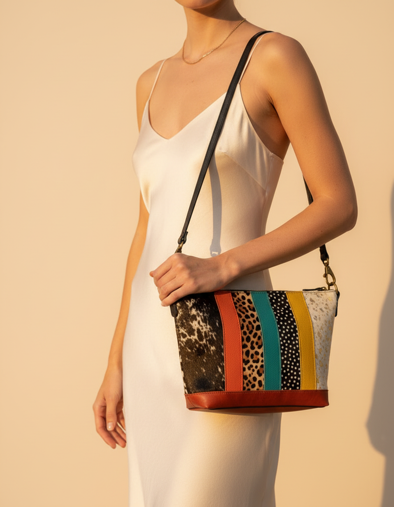 Animal Print Hair-On Patchwork Crossbody