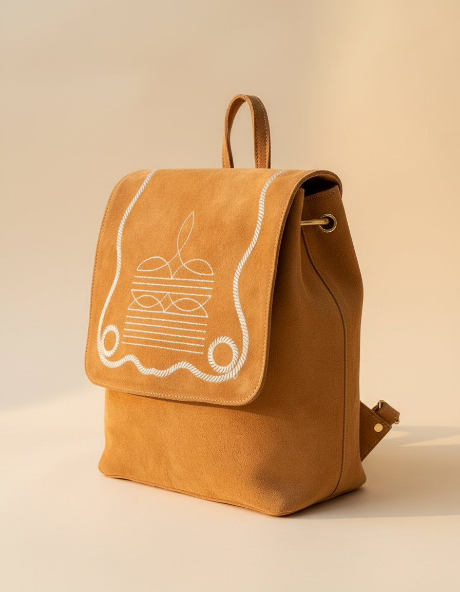 Suede Drawstring Backpack – Bootstitch Flap