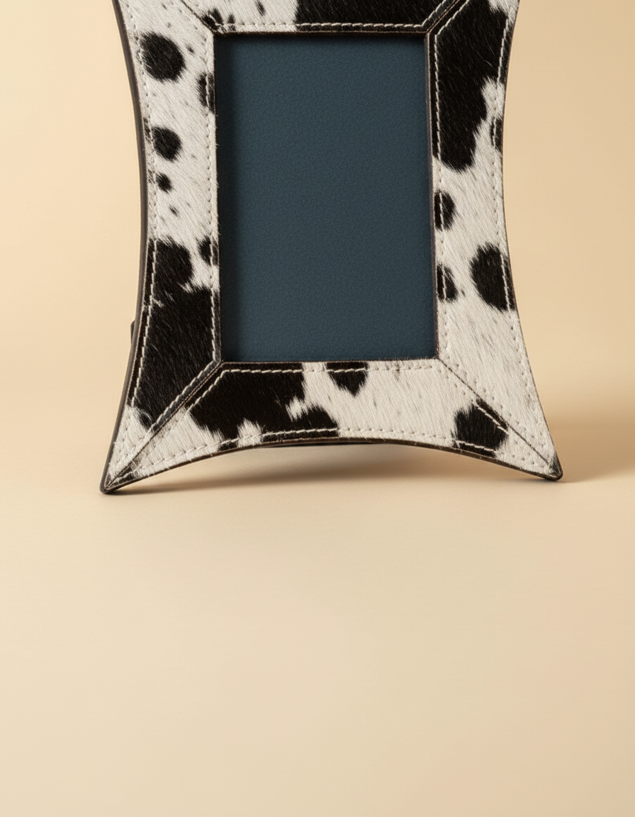 Curved Hair-On Leather Photo Frame
