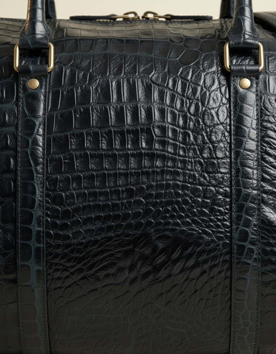 Croc Texture Leather Weekender