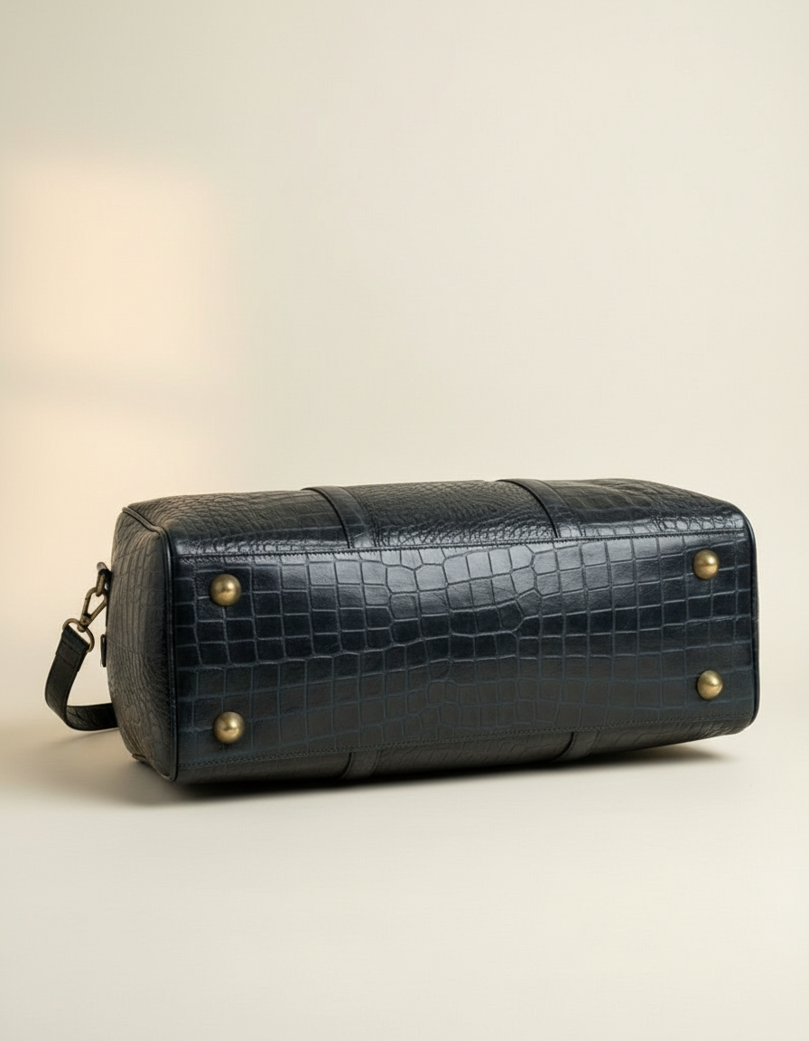 Croc Texture Leather Weekender