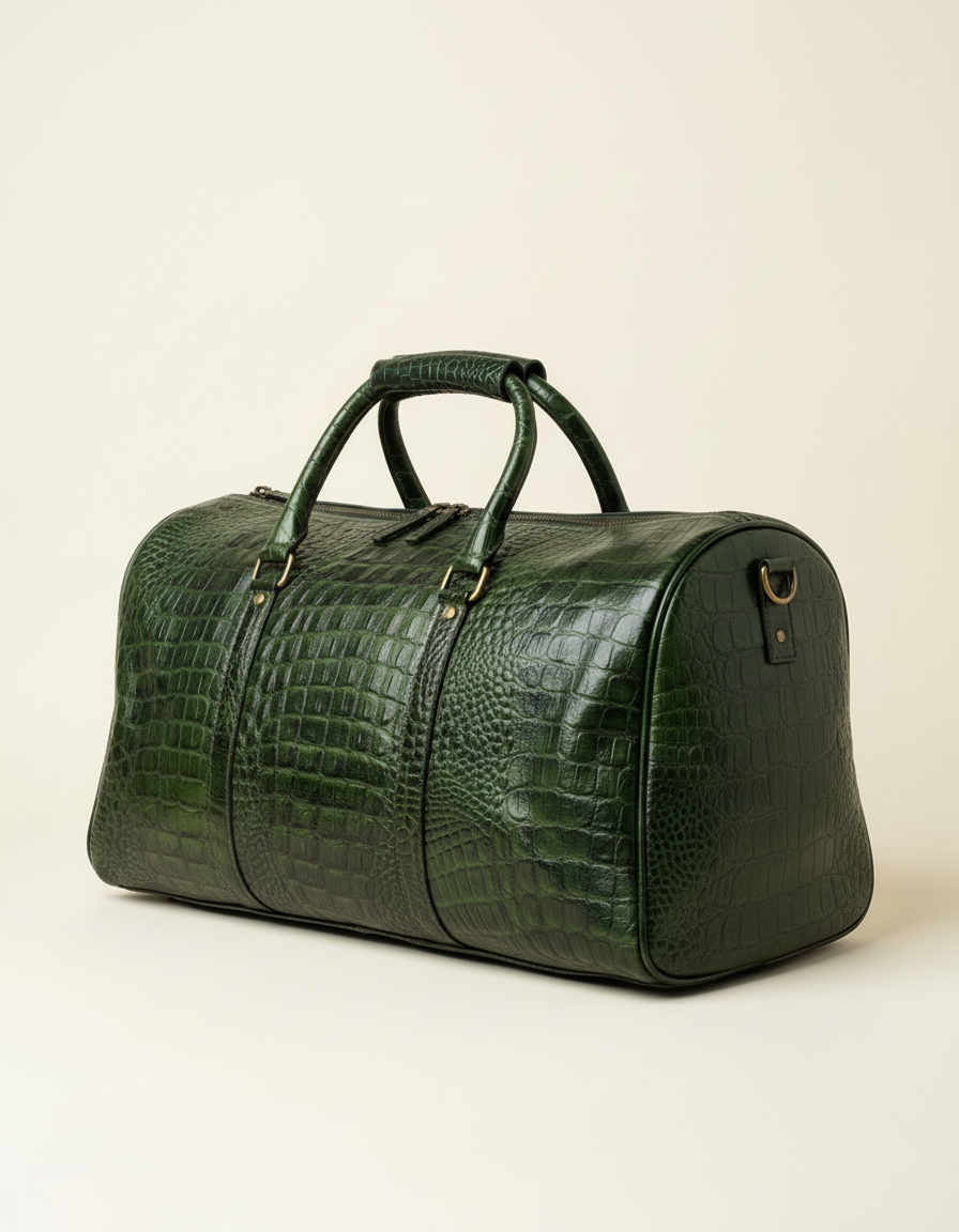 Croc Texture Leather Weekender