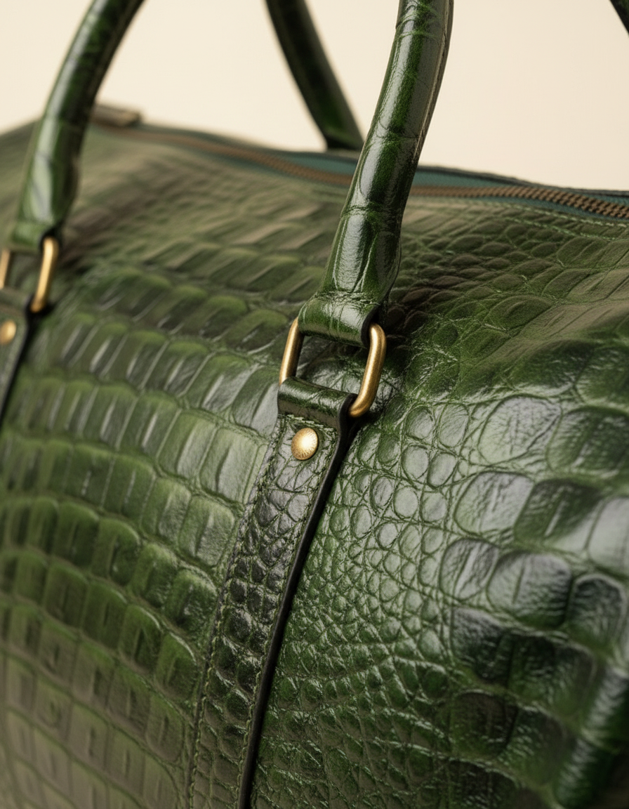 Croc Texture Leather Weekender