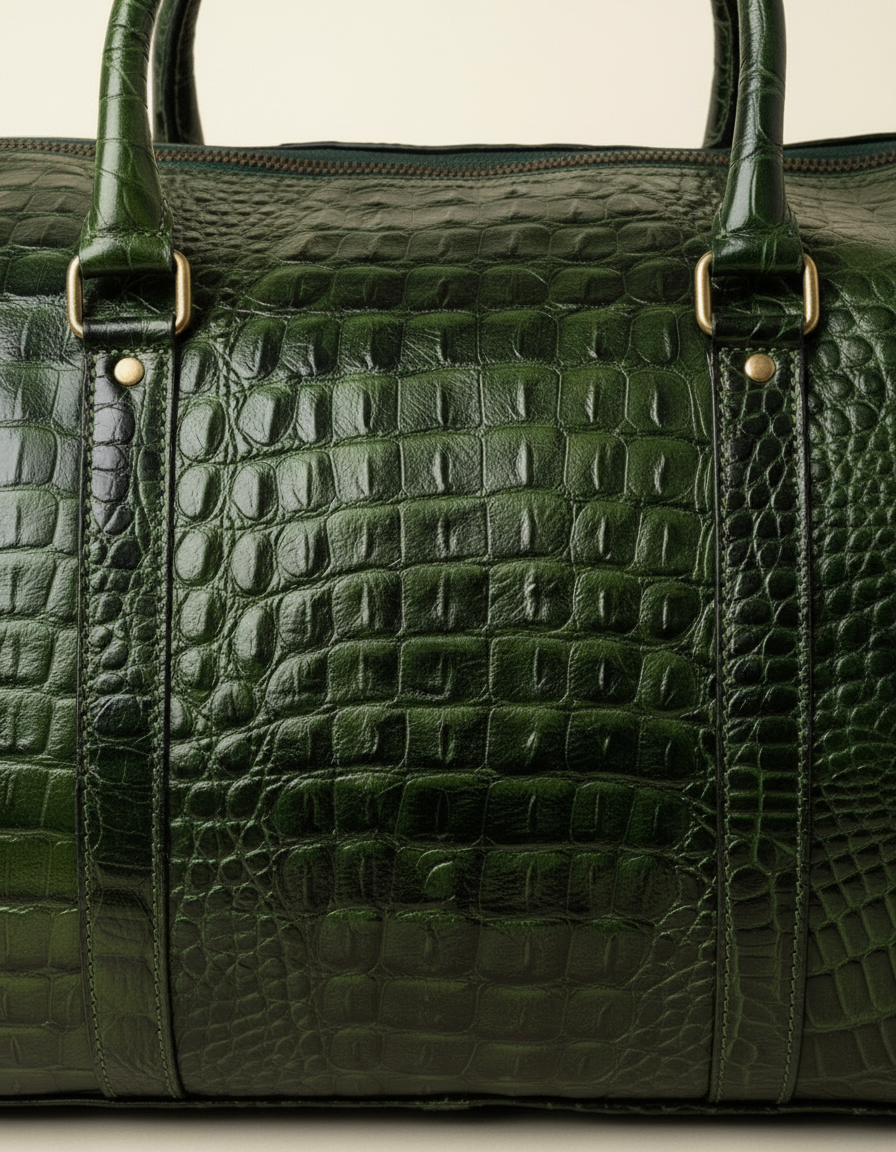 Croc Texture Leather Weekender