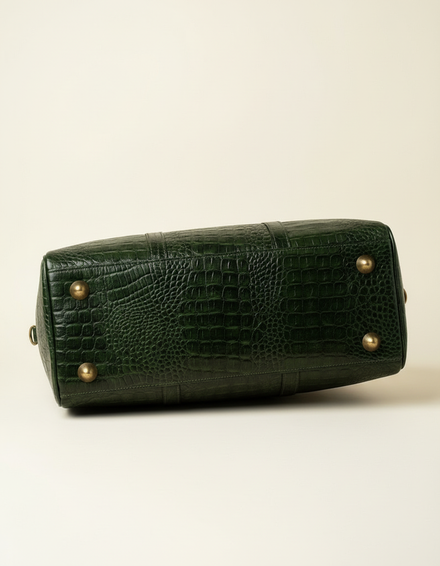 Croc Texture Leather Weekender