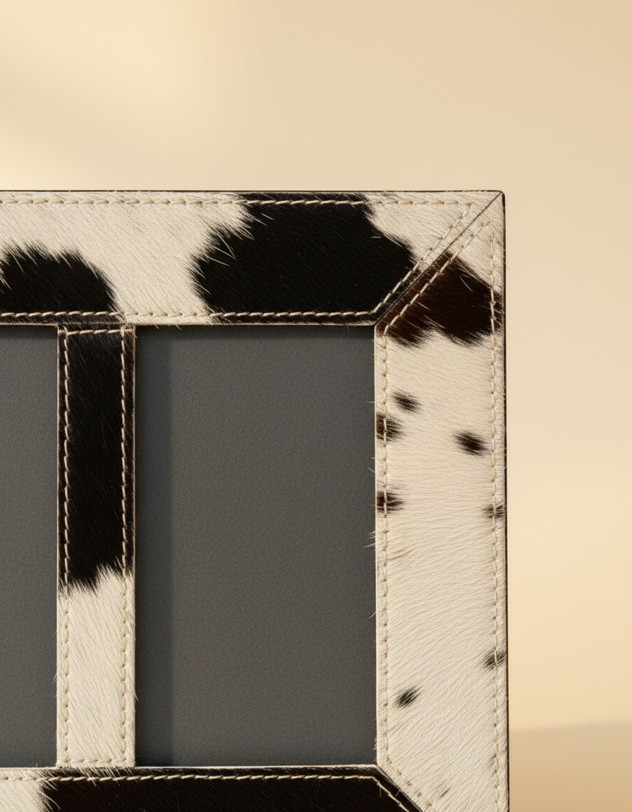 Hair-On Leather Double Photo Frame