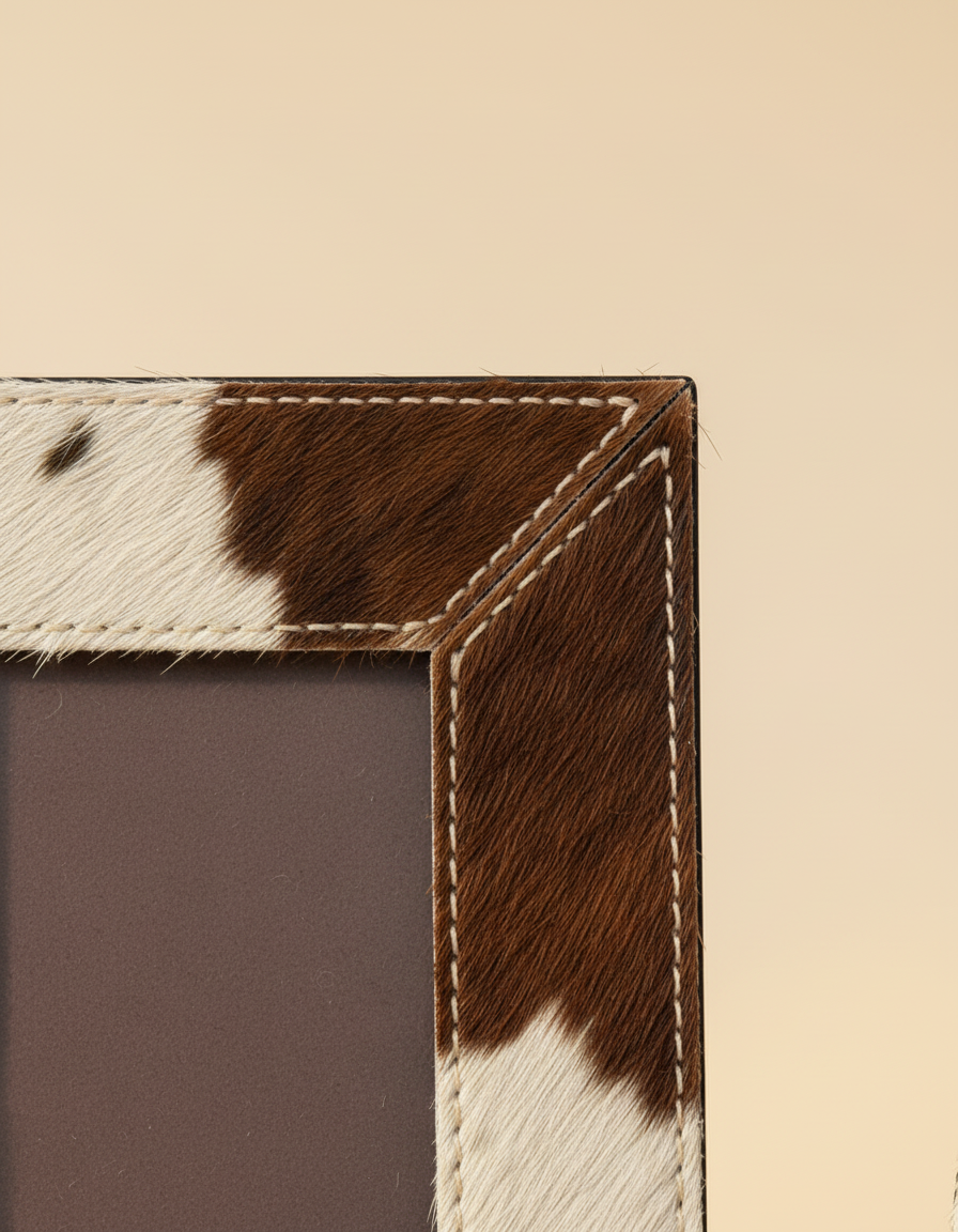 Hair-On Leather Double Photo Frame