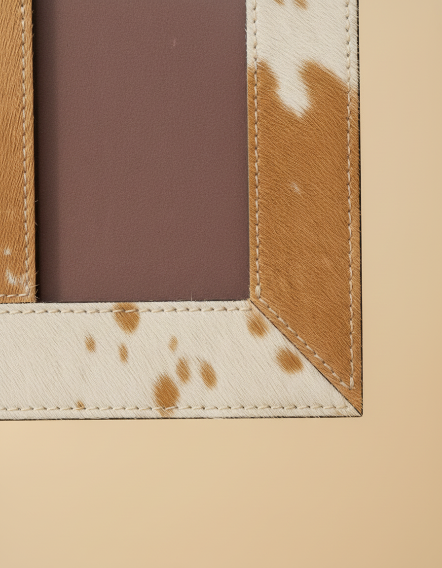 Hair-On Leather Double Photo Frame