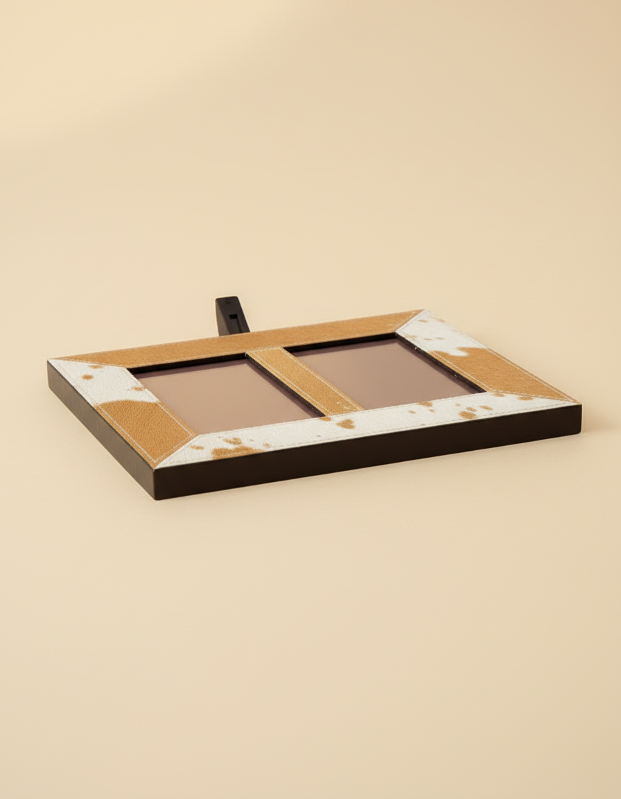 Hair-On Leather Double Photo Frame