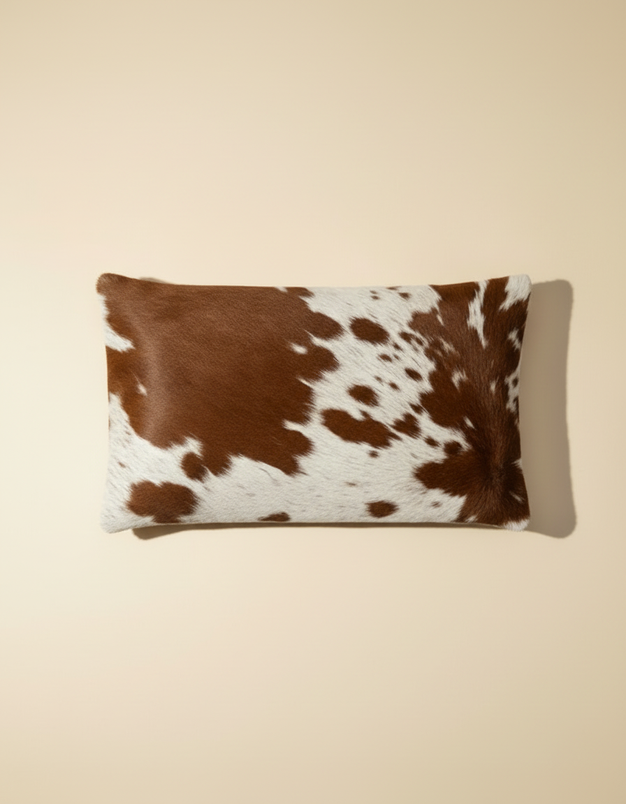 Hair-On Leather Lumbar Cushion Cover