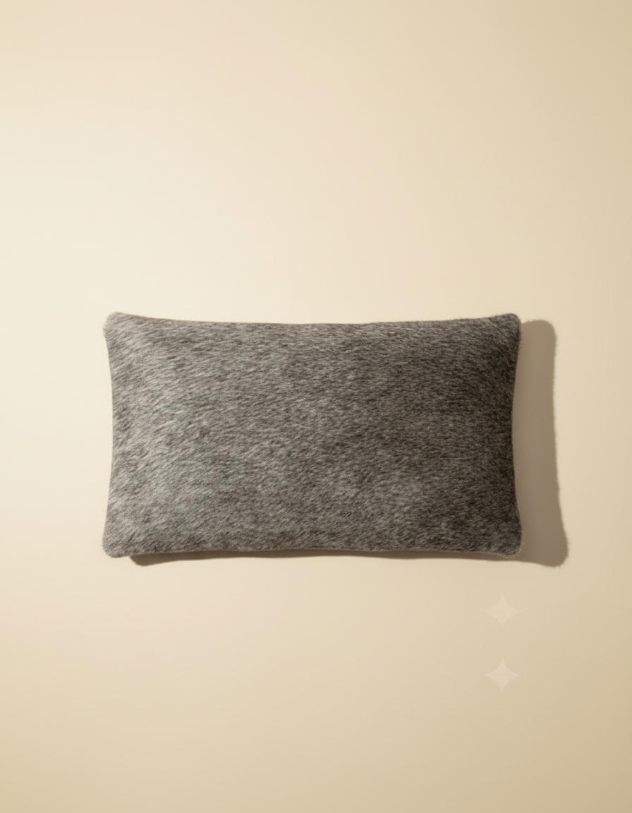 Hair-On Leather Lumbar Cushion Cover
