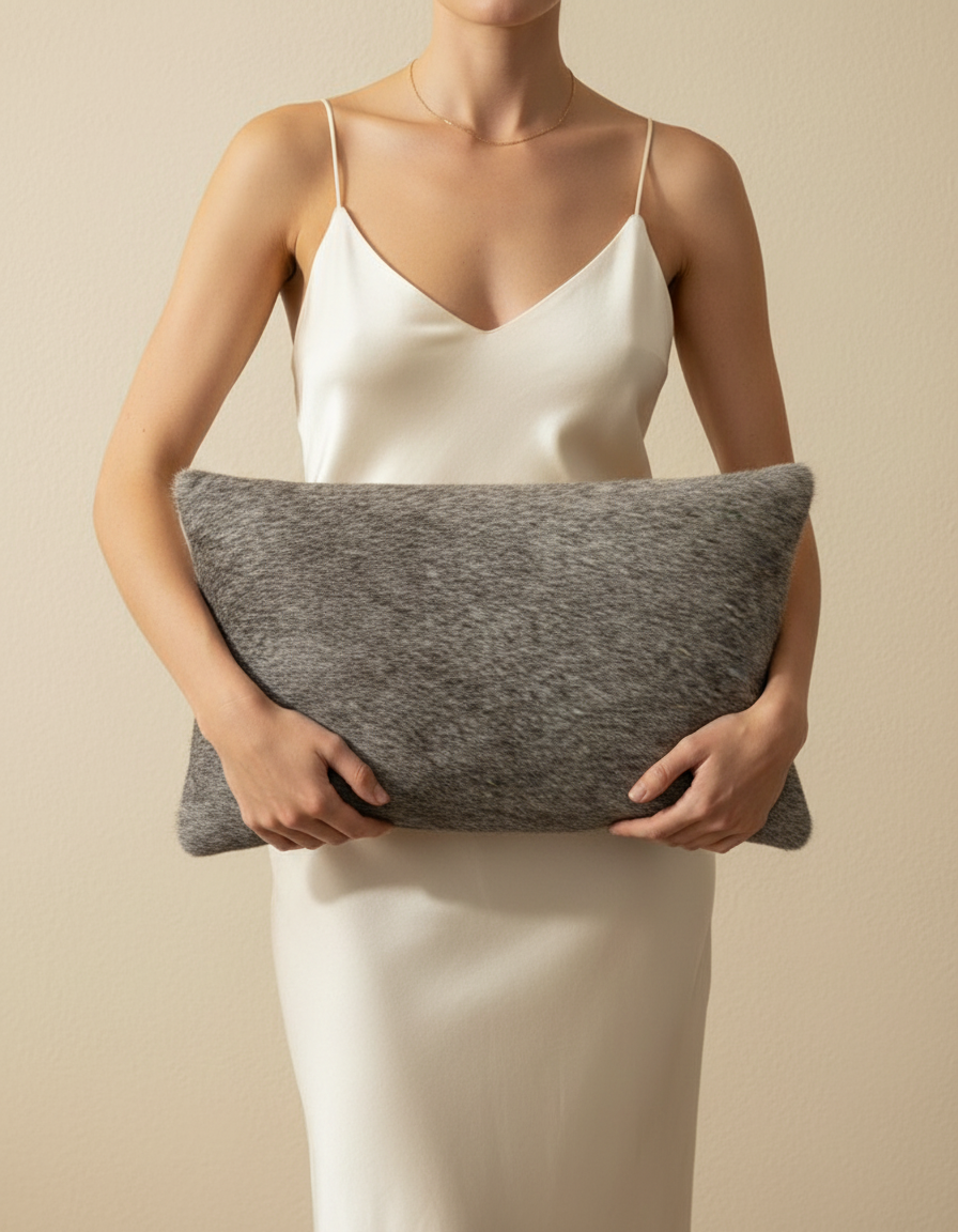 Hair-On Leather Lumbar Cushion Cover