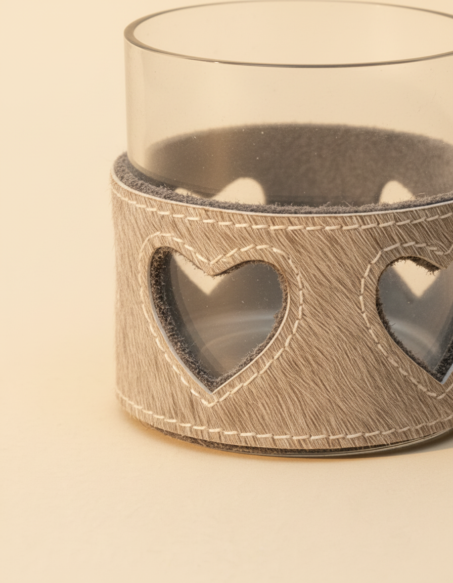Heart Cut-Out Hair-On Candle Holder