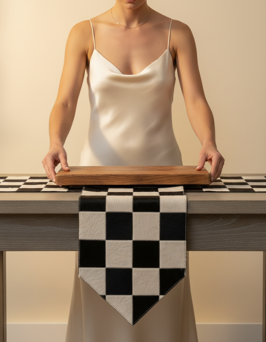 Patchwork Hair-On Leather Table Runner