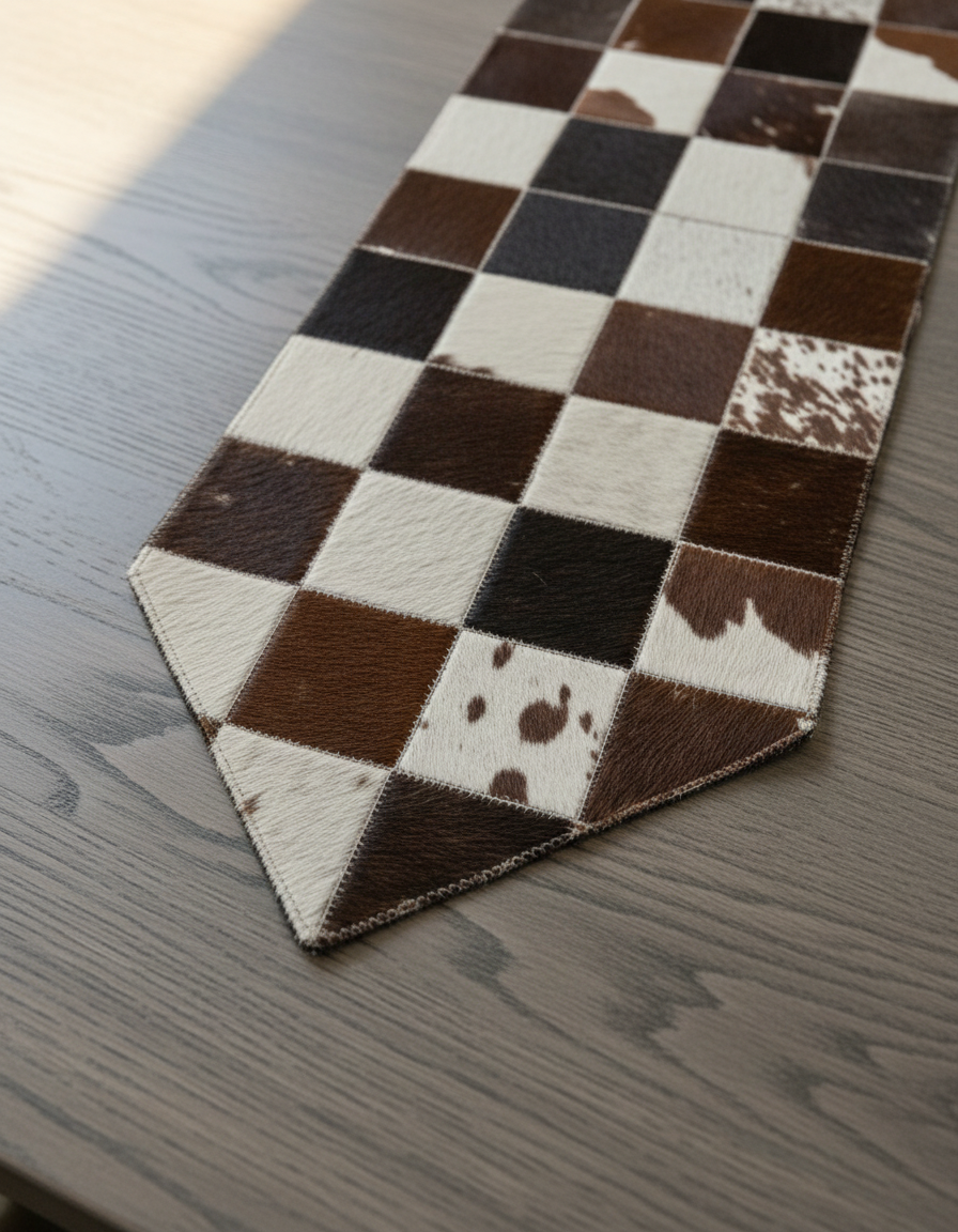 Patchwork Hair-On Leather Table Runner
