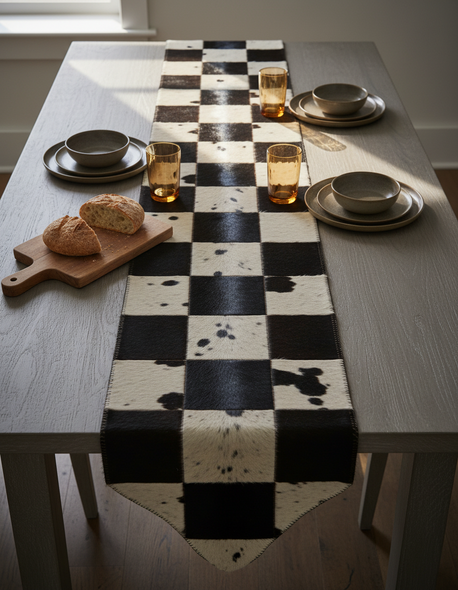 Patchwork Hair-On Leather Table Runner