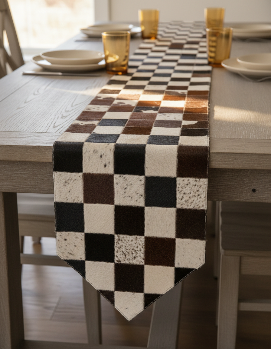 Patchwork Hair-On Leather Table Runner