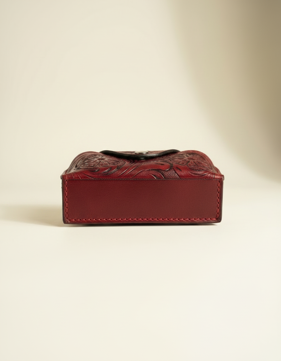 Red Floral Tooled Sunglasses Case