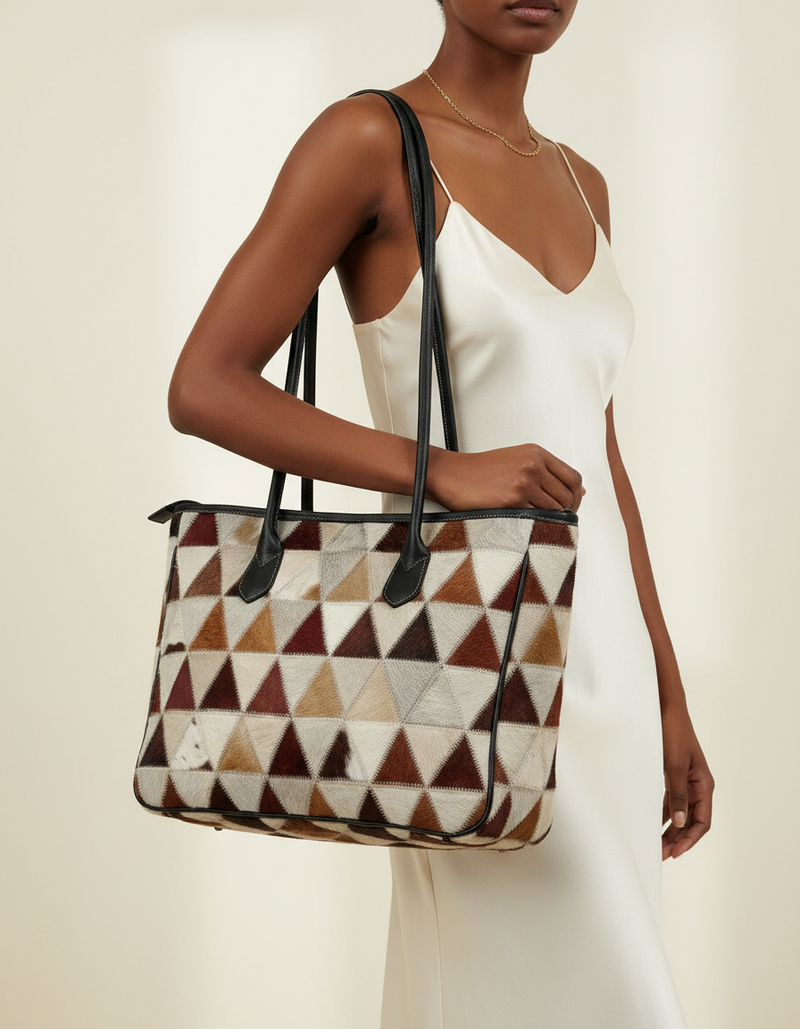 Hair-On Patchwork Office Tote
