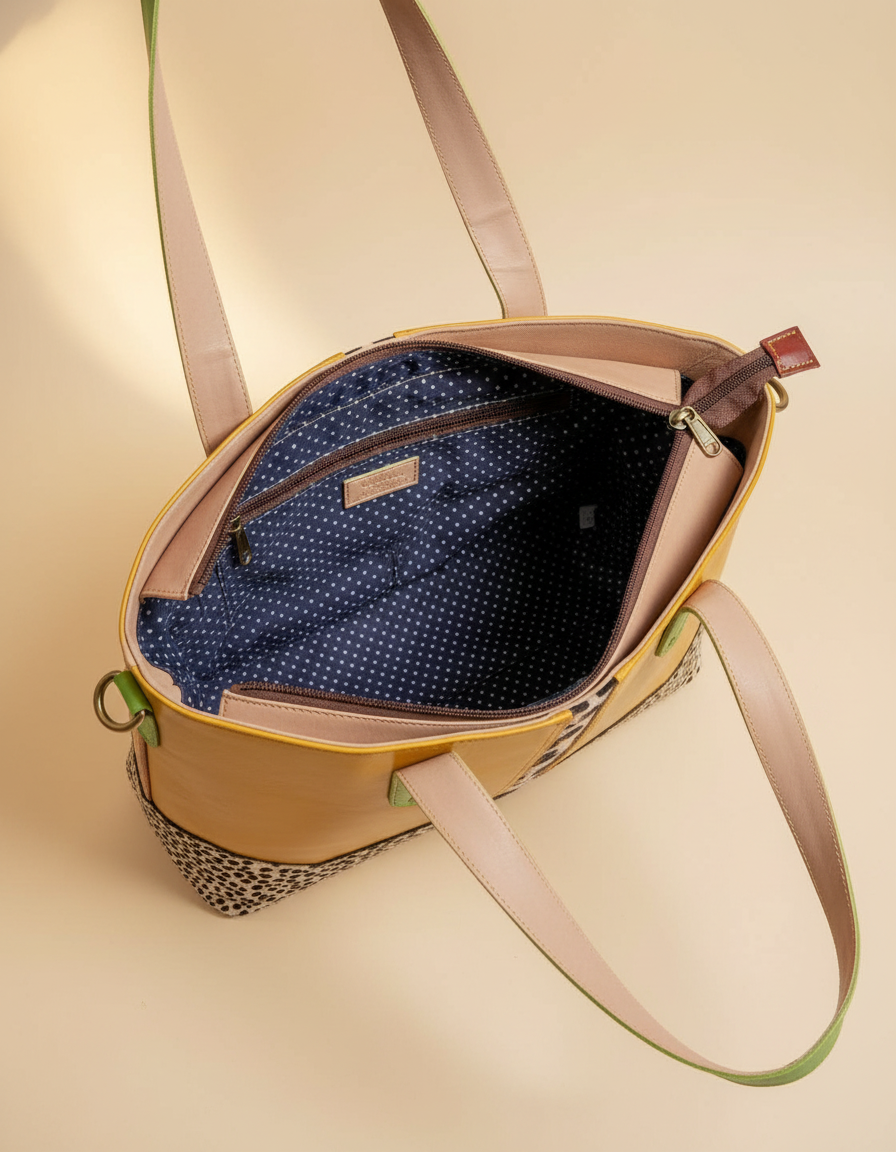 Hair-On Panel Leather Tote
